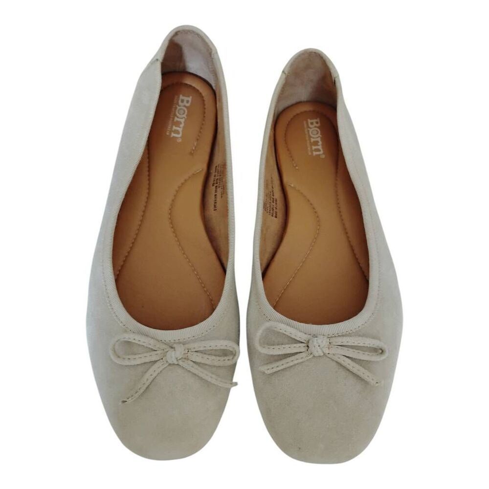 Born Beige Suede Ballet Flats with Bow